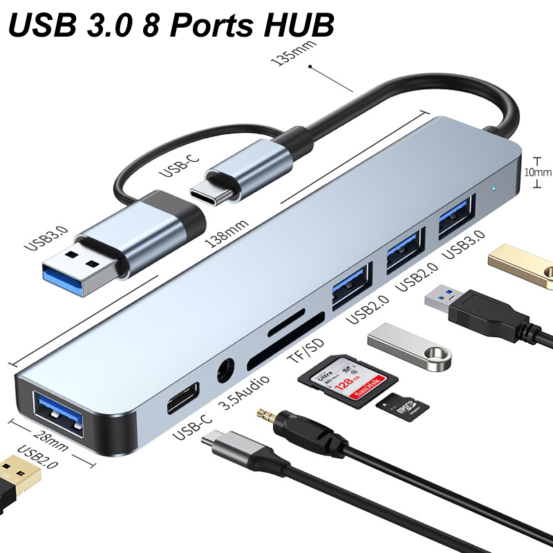 Usb Hub Type C - 8-IN-1 USB TYPE-C 3.0 HUB 3.5MM