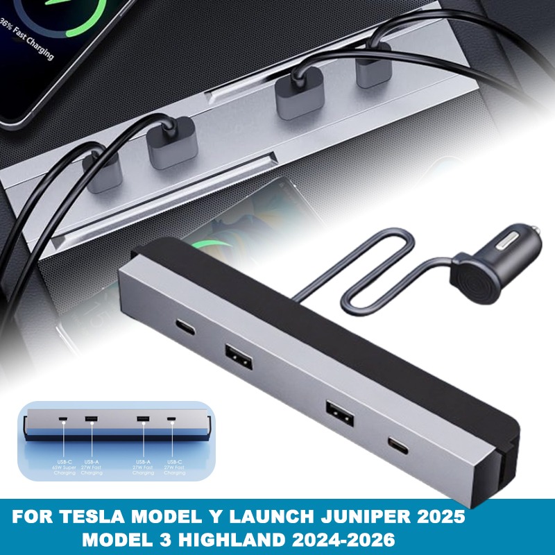 Usb Hub Type C - Center Console Car Adapter Multi Port
