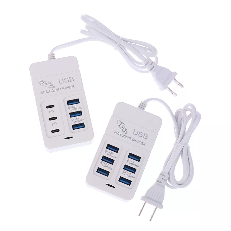 1PC US Plug 6Ports Multiport U - Usb Hub Type C 评论和价格