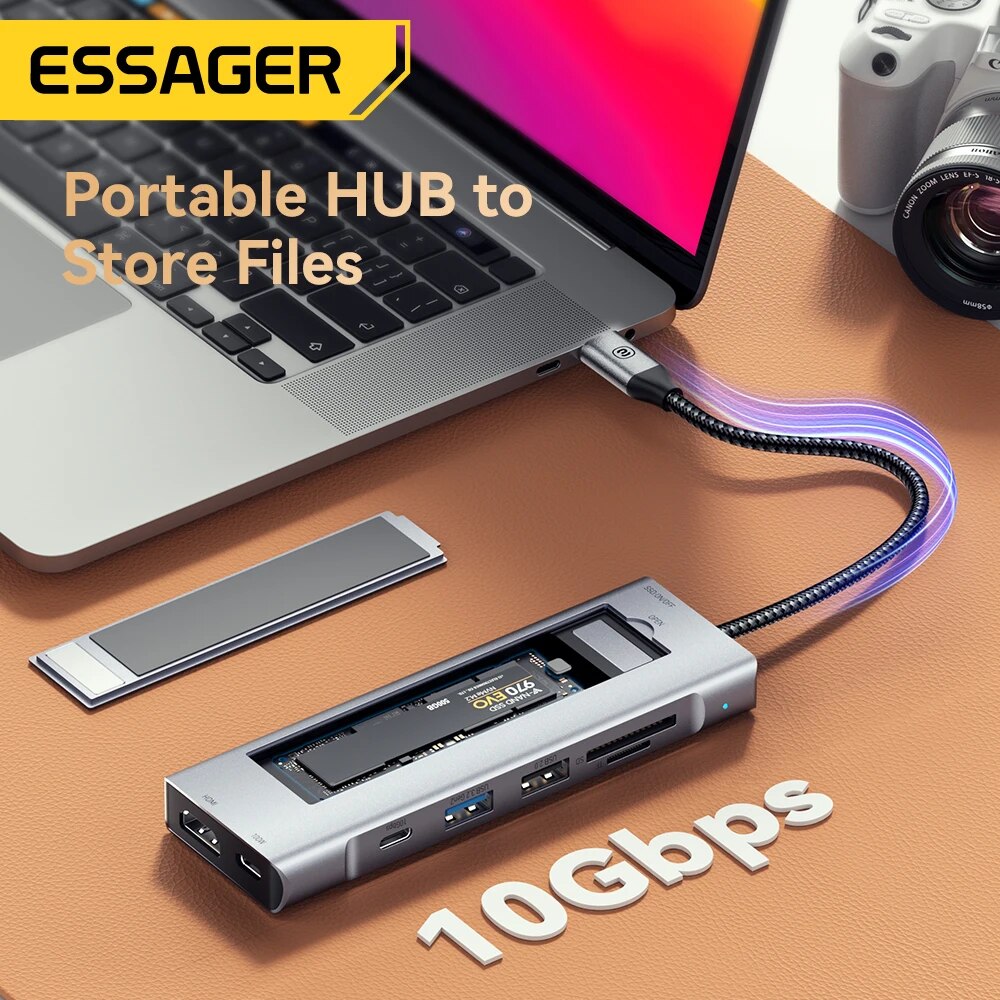 Essager 8-in-1 USB Hub With Di - Usb Hub Type C 评论和价格